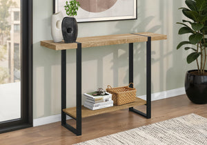 Accent Console Table Narrow Sofa Entryway Black Metal Mango Wood Laminate Top