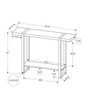Accent Console Table Narrow Sofa Entryway Black Metal Mango Wood Laminate Top