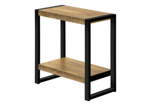 Monarch Specialties Accent Table with Lower Shelf Mango Wood Laminate Top and Black Metal Legs Modern I 2882