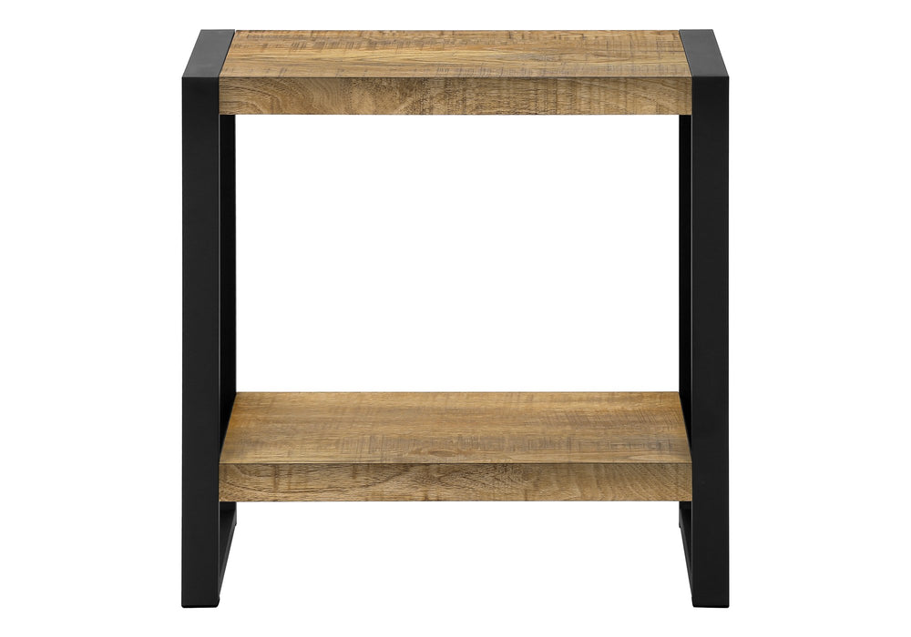 Monarch Specialties Accent Table with Lower Shelf Mango Wood Laminate Top and Black Metal Legs Modern I 2882