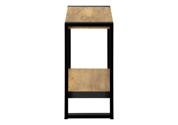 Accent Table with Lower Shelf Mango Wood Laminate Top and Black Metal Legs Modern