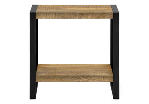 Accent Table with Lower Shelf Mango Wood Laminate Top and Black Metal Legs Modern