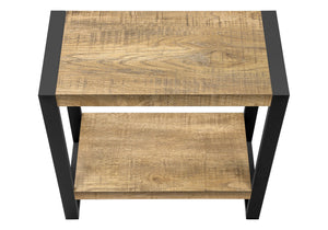 Accent Table with Lower Shelf Mango Wood Laminate Top and Black Metal Legs Modern
