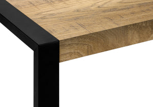 Accent Table with Lower Shelf Mango Wood Laminate Top and Black Metal Legs Modern