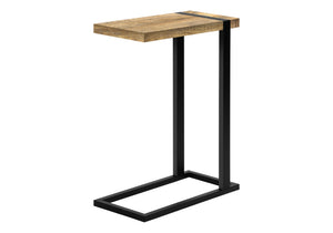Monarch Specialties Accent C-shaped Side Table Mango Wood-look Top Black Metal Base Modern Living I 2883