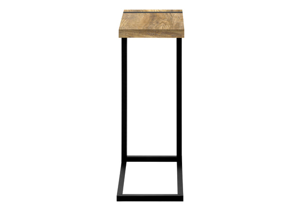 Accent C-shaped Side Table Mango Wood-look Top Black Metal Base Modern Living