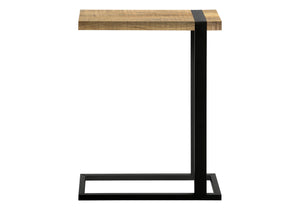 Accent C-shaped Side Table Mango Wood-look Top Black Metal Base Modern Living