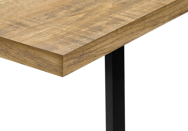 Accent C-shaped Side Table Mango Wood-look Top Black Metal Base Modern Living