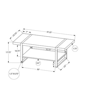 Coffee Table Rectangular Mango Wood Look Laminate Open Shelf Black Metal Modern