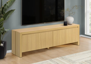 Monarch Specialties Tv Stand 72 Inch Oak Grain Laminate Media Console with Four Door Storage I 2885