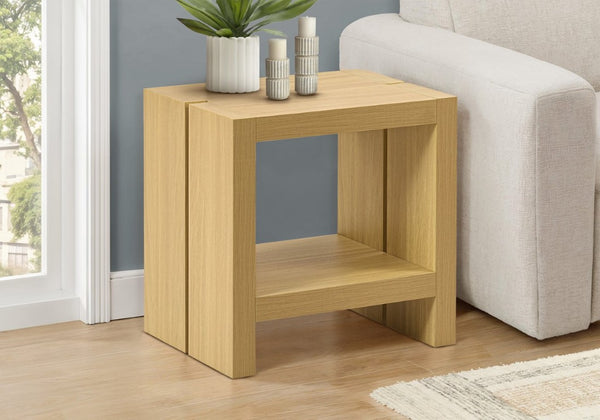 Monarch Specialties Accent Table Two Tier Natural Oak Laminate End for Living Room or Bedroom I 2887