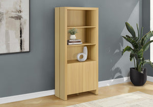 Monarch Specialties Bookcase, 72 Inch Tall Oak Laminate Etagere with Lower Cabinet for Living Room Office I 2888