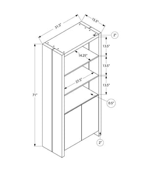Monarch Specialties Bookcase, 72 Inch Tall Oak Laminate Etagere with Lower Cabinet for Living Room Office I 2888