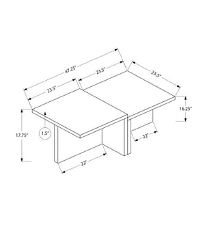 Monarch Specialties Coffee Table Rectangular Two Tier Travertine Laminate Surface Modern Living Room I 2891