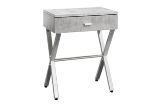 Monarch Specialties Accent Table with Storage Drawer - Modern Grey Laminate & Chrome Metal Base for Living Spaces Default Title  