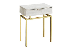 Monarch Specialties Accent Table - Modern Beige Marble Look with Gold Metal Base, Storage Drawer for Living Room & Bedroom Default Title  