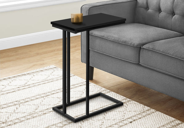 Monarch Specialties Accent Table, C-Shaped Side Table for Living Room or Bedroom, Modern Design for Small Spaces BLACK 10.25 L x 18.5 W x 25.25 H 