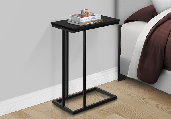 Monarch Specialties Accent Table, C-Shaped Side Table for Living Room or Bedroom, Modern Design for Small Spaces BLACK 10.25 L x 18.5 W x 25.25 H 