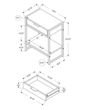 Monarch Specialties Accent Table - Stylish Multi-Functional Side Table with Storage Drawer for Living Room & Bedroom WHITE 19.5 L x 12.75 W x 23.75 H I 3480