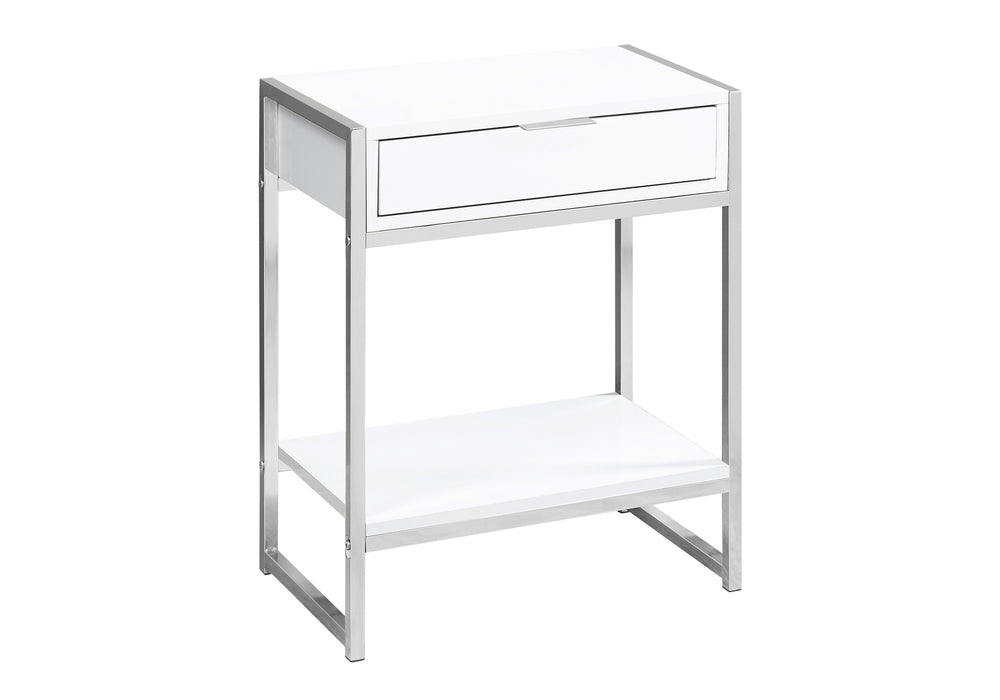 Monarch Specialties Accent Table - Stylish Multi-Functional Side Table with Storage Drawer for Living Room & Bedroom WHITE 19.5 L x 12.75 W x 23.75 H I 3480