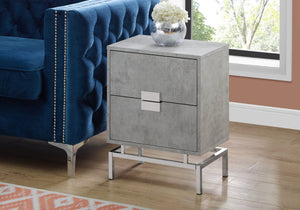 Monarch Specialties Accent Table - Modern Glamorous Design with Chic Chrome Base & Spacious Storage for Any Room GREY 18.25 L x 12.75 W x 23.5 H 