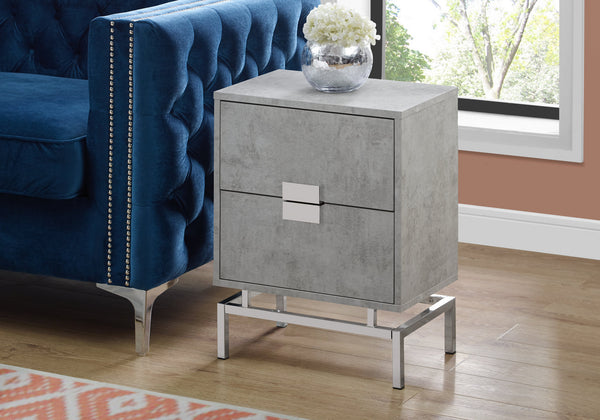 Monarch Specialties Accent Table - Modern Glamorous Design with Chic Chrome Base & Spacious Storage for Any Room GREY 18.25 L x 12.75 W x 23.5 H 