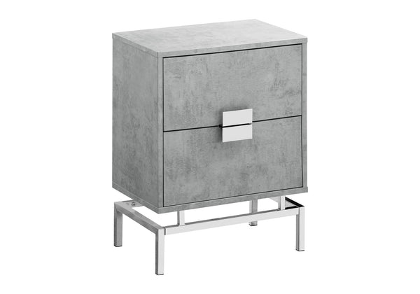 Monarch Specialties Accent Table - Modern Glamorous Design with Chic Chrome Base & Spacious Storage for Any Room GREY 18.25 L x 12.75 W x 23.5 H 