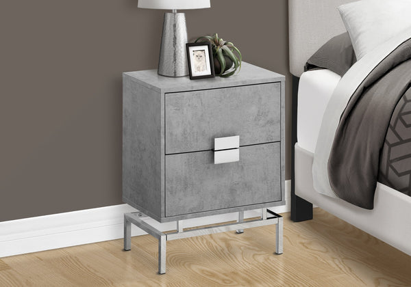 Monarch Specialties Accent Table - Modern Glamorous Design with Chic Chrome Base & Spacious Storage for Any Room GREY 18.25 L x 12.75 W x 23.5 H 