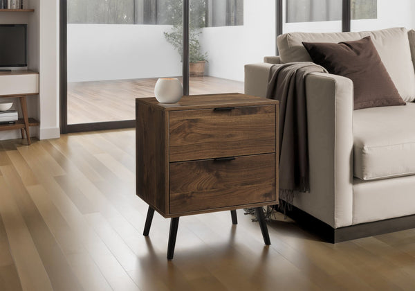 Monarch Specialties Accent Table - Chic Modern Design with Storage Drawers for Living Room or Bedroom - Easy Assembly WALNUT,BLACK 19 L x 15.75 W x 24 H 