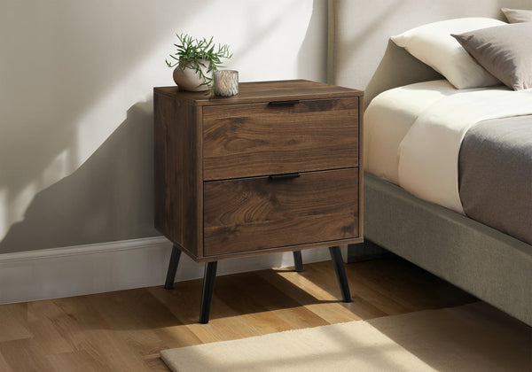 Monarch Specialties Accent Table - Chic Modern Design with Storage Drawers for Living Room or Bedroom - Easy Assembly WALNUT,BLACK 19 L x 15.75 W x 24 H 
