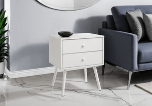 Monarch Specialties Accent Table - Modern Chic Design with Storage Drawers, Perfect for Bedrooms and Living Rooms! WHITE 19 L x 15.75 W x 24 H 