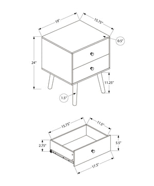Monarch Specialties Accent Table - Modern Chic Design with Storage Drawers, Perfect for Bedrooms and Living Rooms! WHITE 19 L x 15.75 W x 24 H 