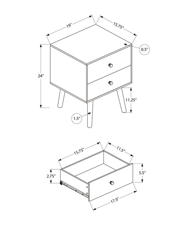Monarch Specialties Accent Table - Modern Chic Design with Storage Drawers, Perfect for Bedrooms and Living Rooms! WHITE 19 L x 15.75 W x 24 H 