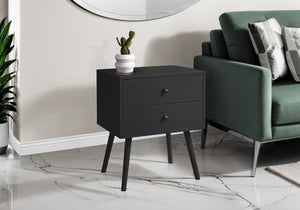 Monarch Specialties Accent Table - Modern Chic Design with Storage Drawers, Perfect for Bedrooms and Living Rooms! BLACK 19 L x 15.75 W x 24 H 
