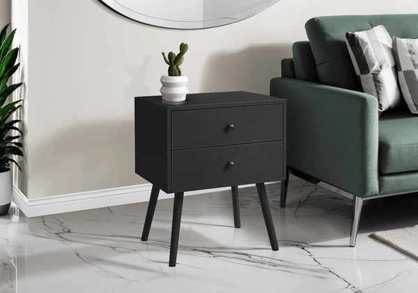 Monarch Specialties Accent Table - Modern Chic Design with Storage Drawers, Perfect for Bedrooms and Living Rooms! BLACK 19 L x 15.75 W x 24 H 