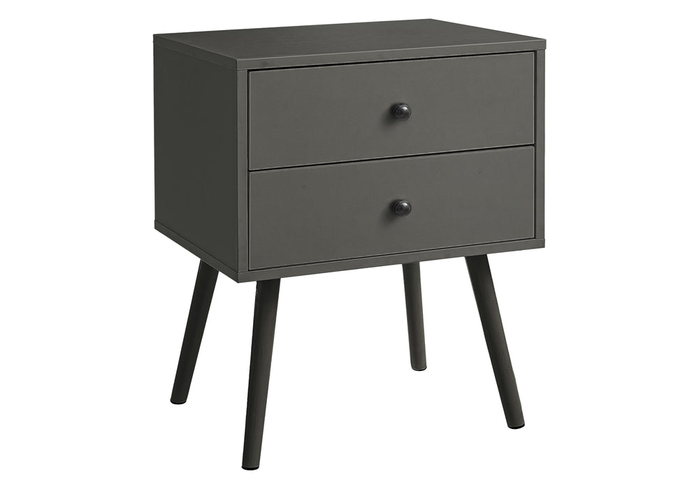 Monarch Specialties Accent Table - Modern Chic Design with Storage Drawers, Perfect for Bedrooms and Living Rooms! GREY,BLACK 19 L x 15.75 W x 24 H 