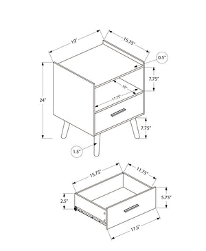 Monarch Specialties Accent Table - Modern Storage Side Table with Drawer and Open Shelf for Stylish Living Room Decor WHITE 19 L x 15.75 W x 24 H 