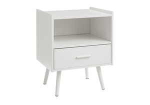 Monarch Specialties Accent Table - Modern Storage Side Table with Drawer and Open Shelf for Stylish Living Room Decor WHITE 19 L x 15.75 W x 24 H 