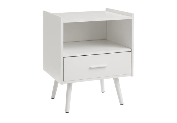 Monarch Specialties Accent Table - Modern Storage Side Table with Drawer and Open Shelf for Stylish Living Room Decor WHITE 19 L x 15.75 W x 24 H 