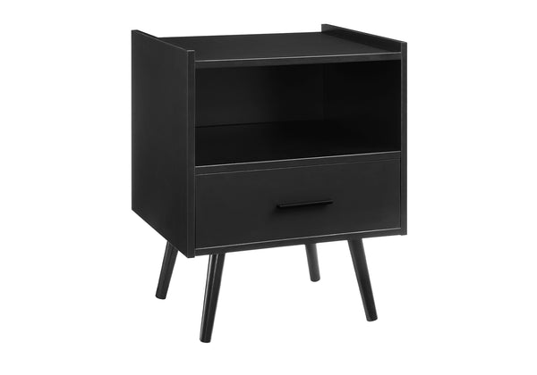 Monarch Specialties Accent Table - Modern Storage Side Table with Drawer and Open Shelf for Stylish Living Room Decor BLACK 19 L x 15.75 W x 24 H 