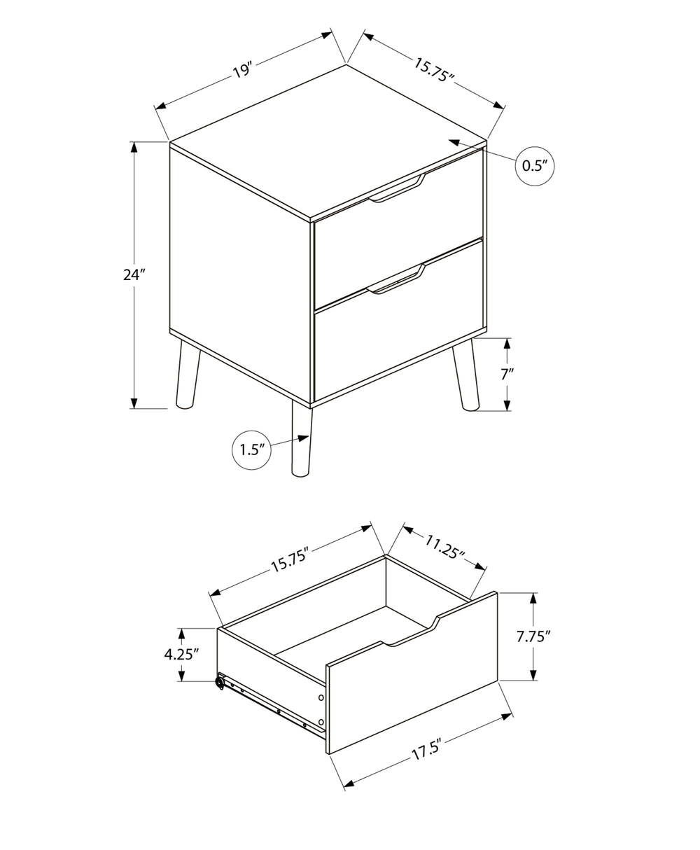 Monarch Specialties Accent Table - Stylish Mid-Century Modern Side Table with Storage Drawers for Living Room or Bedroom WHITE 19 L x 15.75 W x 24 H 