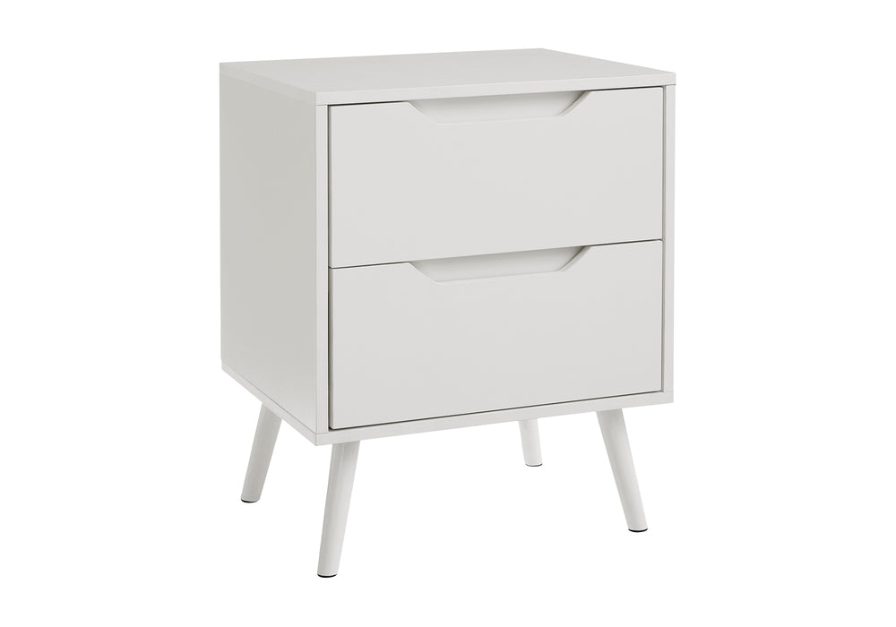 Monarch Specialties Accent Table - Stylish Mid-Century Modern Side Table with Storage Drawers for Living Room or Bedroom WHITE 19 L x 15.75 W x 24 H 