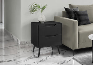Monarch Specialties Accent Table - Stylish Mid-Century Modern Side Table with Storage Drawers for Living Room or Bedroom BLACK 19 L x 15.75 W x 24 H 