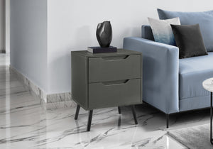 Monarch Specialties Accent Table - Stylish Mid-Century Modern Side Table with Storage Drawers for Living Room or Bedroom GREY,BLACK 19 L x 15.75 W x 24 H 