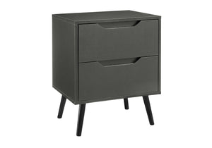 Monarch Specialties Accent Table - Stylish Mid-Century Modern Side Table with Storage Drawers for Living Room or Bedroom GREY,BLACK 19 L x 15.75 W x 24 H 
