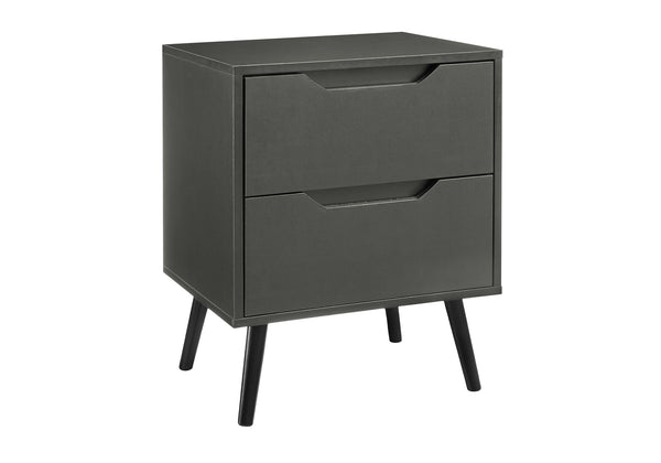 Monarch Specialties Accent Table - Stylish Mid-Century Modern Side Table with Storage Drawers for Living Room or Bedroom GREY,BLACK 19 L x 15.75 W x 24 H 