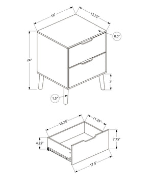 Monarch Specialties Accent Table - Stylish Mid-Century Modern Side Table with Storage Drawers for Living Room or Bedroom CREAM 19 L x 15.75 W x 24 H 