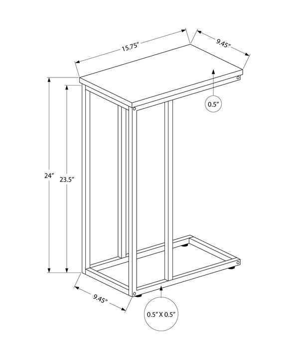 Monarch Specialties Accent Table - Stylish 2-Tier Design with Open Metal Shelf for Functional Storage in Living Room Spaces GREY 15.75 L x 9.45 W x 24 H I 3762