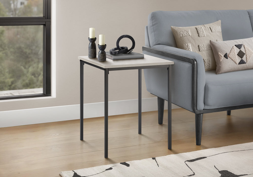 Monarch Specialties Accent Table Square Modern Design Washed Oak Top Black Metal Legs Bedroom Living Room I 3826
