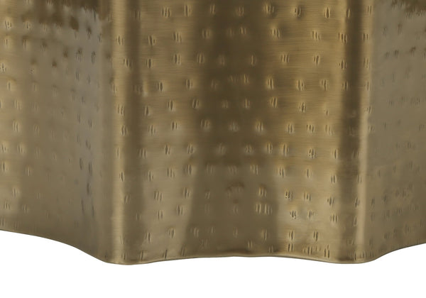 Monarch Specialties Accent Table - Handcrafted Scalloped Drum Design for Elegant Living Room or Bedroom Decor, Iron Metal GOLD 20 L x 20 W x 22 H I 3900